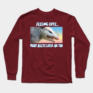 Feeling Cute, Might Delete Later - Funny Possum Design Long Sleeve T-Shirt